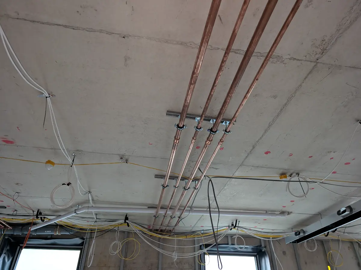 Wimbledon Development Ceiling Copper Pipes