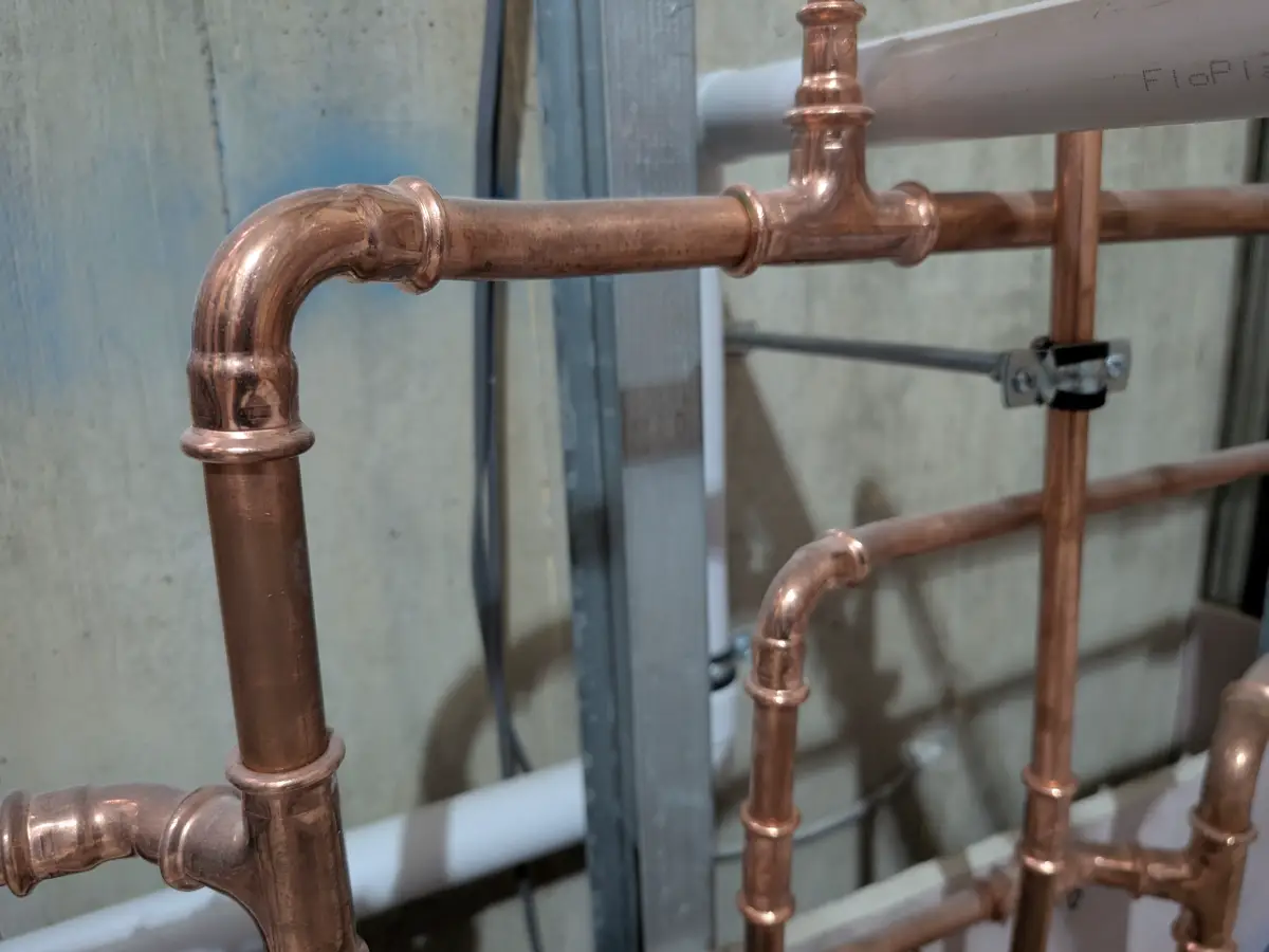 Wimbledon Development Copper Pipework Close-up